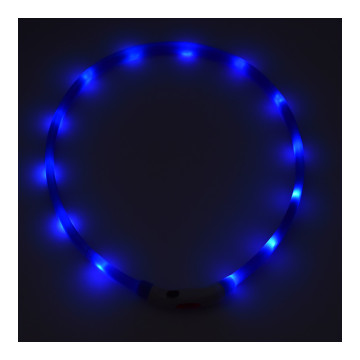Kicsi világító LED-es nyakörv / méretre vágható, USB-s - kék