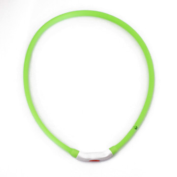 Kicsi világító LED-es nyakörv / méretre vágható, USB-s - zöld