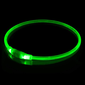 Kicsi világító LED-es nyakörv / méretre vágható, USB-s - zöld