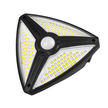 Napelemes kültéri mozgásérzékelő lámpa - 138 LED, 3 fényerő / háromszög (SH-1219A)