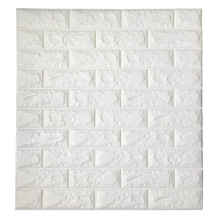 Fehér, 3D-s öntapadós dekor tapéta tégla mintával / falmatrica – 70x77 cm