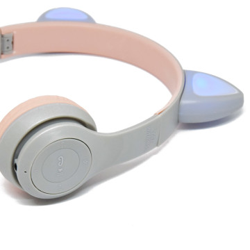 CatEar Bluetooth fülhallgató/ mikrofon LED fényekkel / cicafülekkel / Rózsaszín-Szürke / Y47