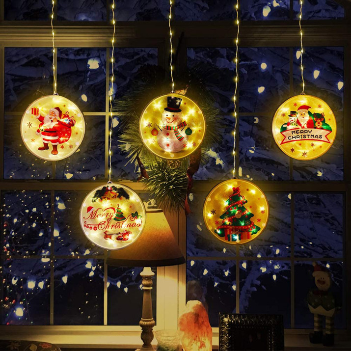 Felakasztható ablakdísz - karácsonyi LED fényfüzér / 113 LED, meleg fehér szín