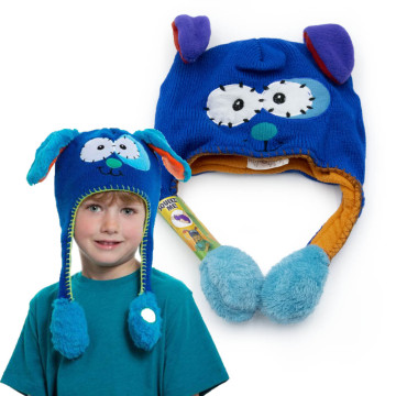 Állatos téli sapka gyerekeknek mozgatható fülekkel - kék