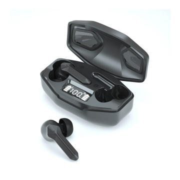 T68-TWS vezeték nélküli Bluetooth headset - tokba épített töltővel / fekete színben