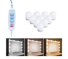 Vanity tükörre rögzíthető ledes lámpa - 10 db izzó, állítható fényerő, USB-s