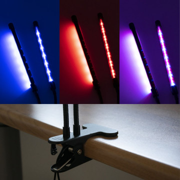 Kétágú flexibilis palántanevelő LED lámpa, asztalra csíptethető
