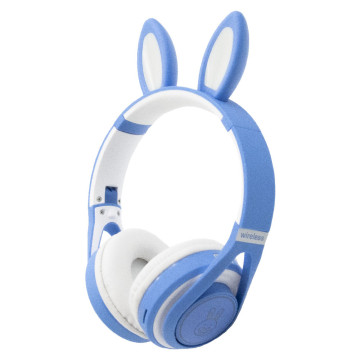 Vezeték nélküli Bluetooth fülhallgató - LED fényekkel és nyuszifülekkel / kék