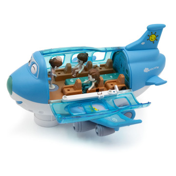 Kinyitható játék repülő, kivehető utasokkal, kék