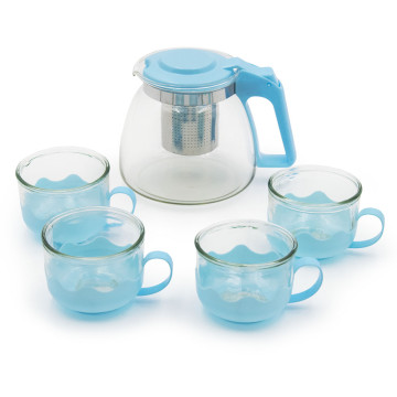 Teás kancsó beépített teaszűrővel és 4 db csészével / 1L