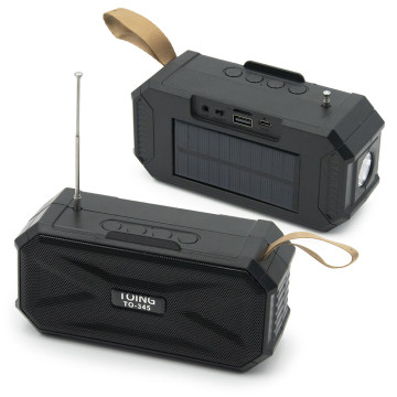 Vezeték nélküli hordozható Bluetooth hangszóró, beépített LED fénnyel és napelemmel (TO-345)