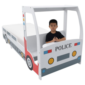 Rendőrautó formájú gyerekágy 7 zónás matraccal H2 H3 90x200 cm - utánvéttel vagy ingyenes szállítással