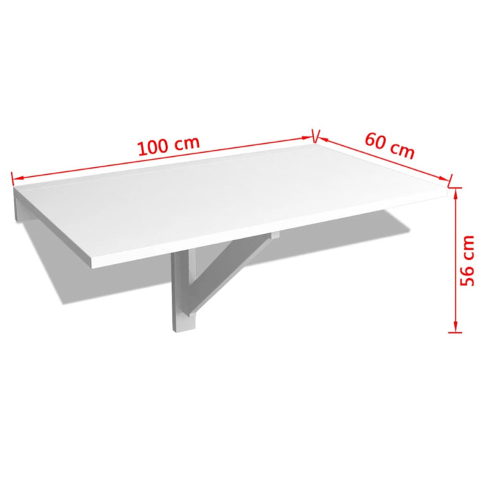 Fehér lehajtható fali asztal 100 x 60 cm - utánvéttel vagy ingyenes szállítással