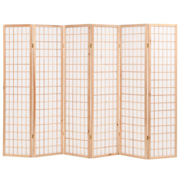 6 paneles, természetes, japán stílusú paraván 240 x 170 cm - utánvéttel vagy ingyenes szállítással