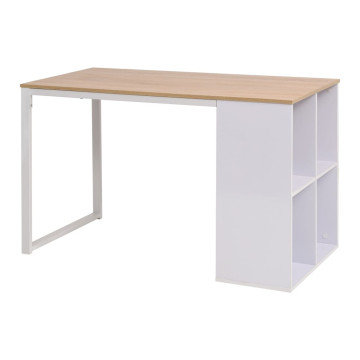 Tölgyfa/fehér színű íróasztal 120 x 60 x 75 cm - utánvéttel vagy ingyenes szállítással