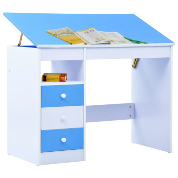 Kék és fehér dönthető gyerekíróasztal - utánvéttel vagy ingyenes szállítással