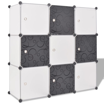 Fekete és fehér kocka alakú tároló 9 tárolórekesszel - utánvéttel vagy ingyenes szállítással