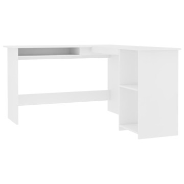 Fehér forgácslap L-alakú sarok-íróasztal 120 x 140 x 75 cm - utánvéttel vagy ingyenes szállítással
