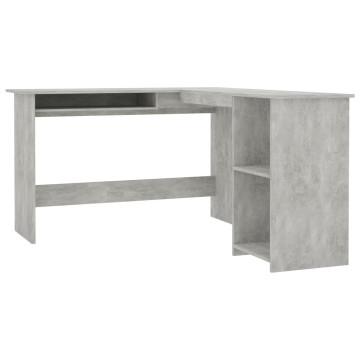 Betonszürke forgácslap L-alakú sarok-íróasztal 120x140x75 cm - utánvéttel vagy ingyenes szállítással