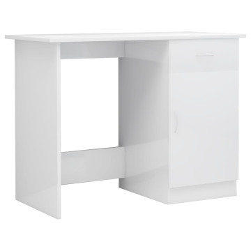 Magasfényű fehér forgácslap íróasztal 100 x 50 x 76 cm - utánvéttel vagy ingyenes szállítással