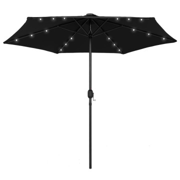 Fekete kültéri napernyő LED fényekkel és alumíniumrúddal 270 cm - utánvéttel vagy ingyenes szállítással