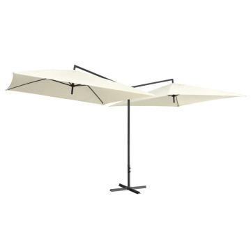 Homokfehér dupla napernyő acélrúddal 250 x 250 cm - utánvéttel vagy ingyenes szállítással