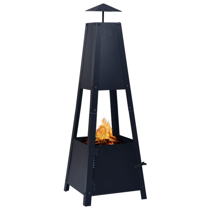 Fekete acél tűzrakó 35 x 35 x 99 cm - utánvéttel vagy ingyenes szállítással