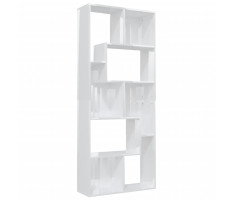 Magasfényű fehér forgácslap könyvszekrény 67 x 24 x 161 cm - utánvéttel vagy ingyenes szállítással