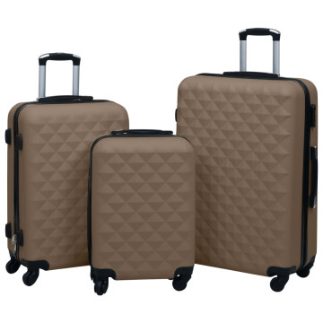 3 db barna ABS keményfalú gurulós bőrönd - utánvéttel vagy ingyenes szállítással