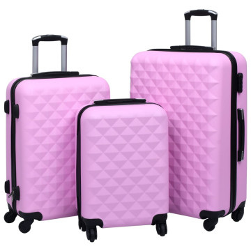 3 db rózsaszín ABS keményfalú gurulós bőrönd - utánvéttel vagy ingyenes szállítással