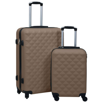 2 db barna ABS keményfalú gurulós bőrönd - utánvéttel vagy ingyenes szállítással
