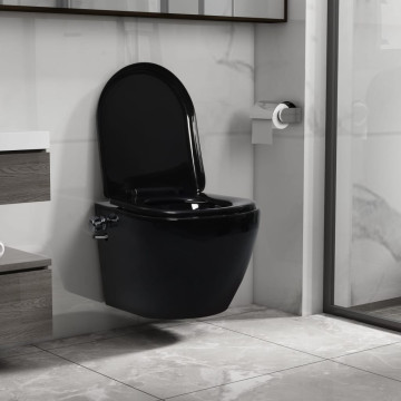Fekete perem nélküli fali kerámia-WC bidével - utánvéttel vagy ingyenes szállítással
