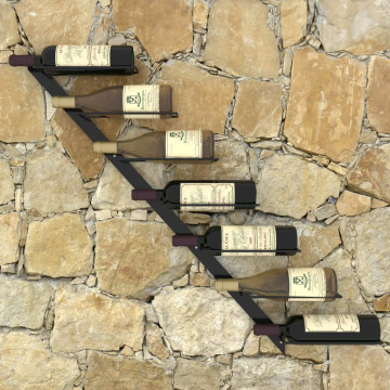 Fekete fém falra szerelhető bortartó állvány 7 palacknak - utánvéttel vagy ingyenes szállítással