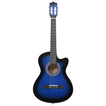 Kék 6 húros kivágott testű akusztikus western gitár 38