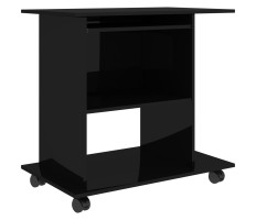 Magasfényű fekete forgácslap számítógépasztal 80 x 50 x 75 cm - utánvéttel vagy ingyenes szállítással