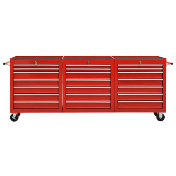 21 fiókos piros acél szerszámos kocsi - utánvéttel vagy ingyenes szállítással