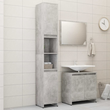 3 részes betonszürke forgácslap fürdőszobai bútorszett - utánvéttel vagy ingyenes szállítással