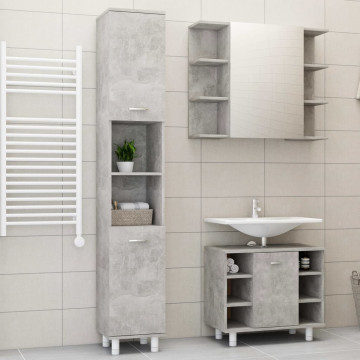 3 részes betonszürke forgácslap fürdőszobai bútorszett - utánvéttel vagy ingyenes szállítással