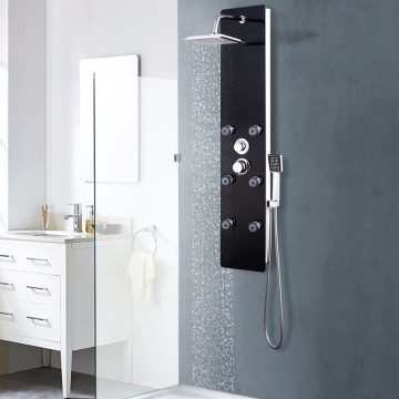 Fekete üveg zuhanypanel 25 x 44,6 x 130 cm - utánvéttel vagy ingyenes szállítással