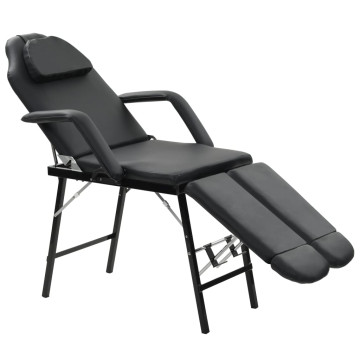 Hordozható fekete műbőr arckezelő szék 185 x 78 x 76 cm - utánvéttel vagy ingyenes szállítással