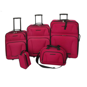 5 darabos piros utazóbőrönd szett - utánvéttel vagy ingyenes szállítással
