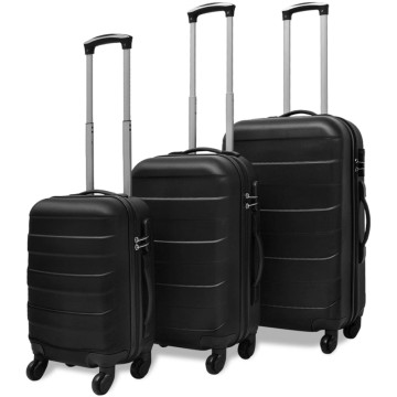 3 darabos kemény borítású utazó táska szett fekete - utánvéttel vagy ingyenes szállítással