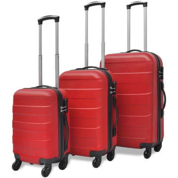 3 darabos kemény borítású utazó táska szett piros - utánvéttel vagy ingyenes szállítással