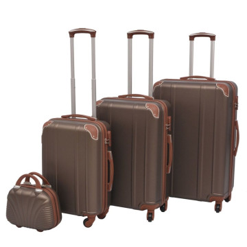 4 darabos, kávészínű, kemény fedeles, görgős bőrönd szett - utánvéttel vagy ingyenes szállítással