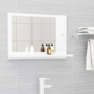 Magasfényű fehér forgácslap fürdőszobai tükör 60 x 10,5 x 37 cm - utánvéttel vagy ingyenes szállítással