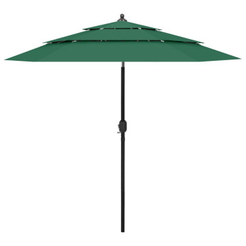 3 szintes zöld napernyő alumíniumrúddal 2,5 m - utánvéttel vagy ingyenes szállítással
