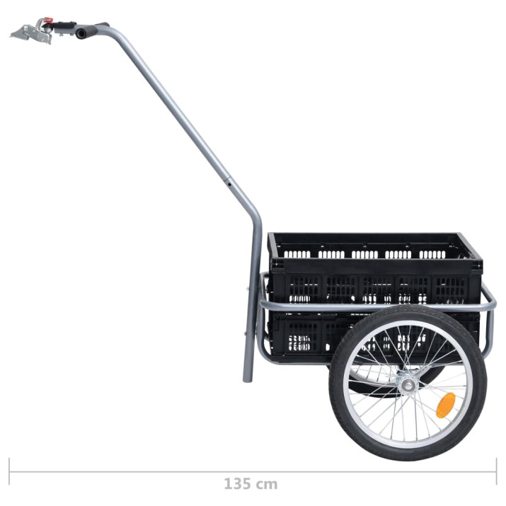 Fekete kerékpár pótkocsi összecsukható dobozzal 50 l 150 kg - utánvéttel vagy ingyenes szállítással