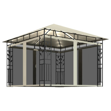 Krémszínű pavilon szúnyoghálóval/fényfüzérrel 3x3x2,73m 180g/m² - utánvéttel vagy ingyenes szállítással