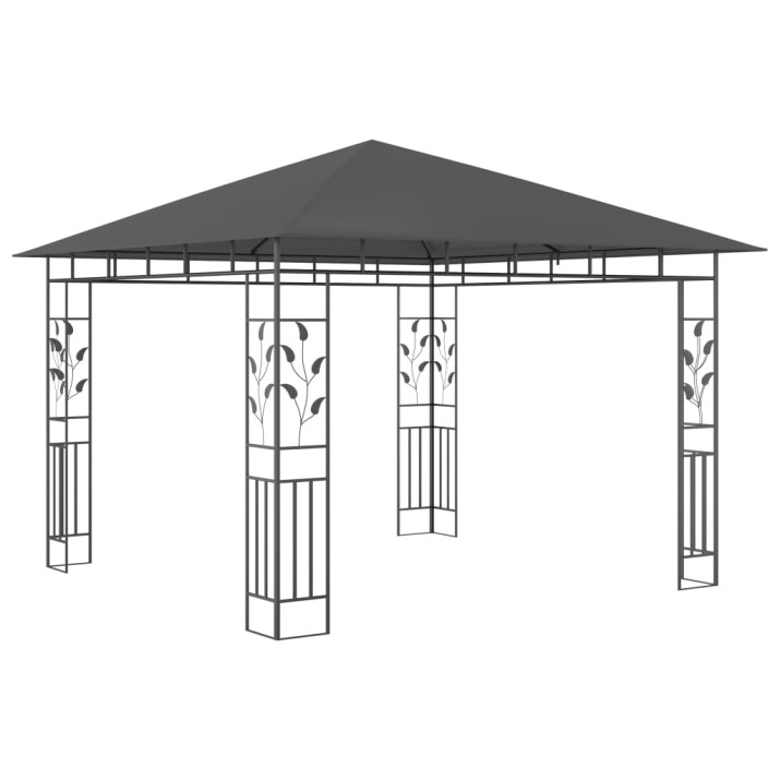 Antracit pavilon szúnyoghálóval/fényfüzérrel 3x3x2,73m 180g/m² - utánvéttel vagy ingyenes szállítással