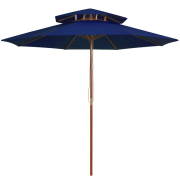 Kék kétszintes napernyő farúddal 270 cm - utánvéttel vagy ingyenes szállítással